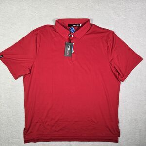 $110 RLX Ralph Lauren Performance Wicking Mens 2XL Golf Polo Shirt Red XXL